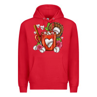 Red Baseball Coffee cup Premium Hoodie - FaDigitalArtStudio