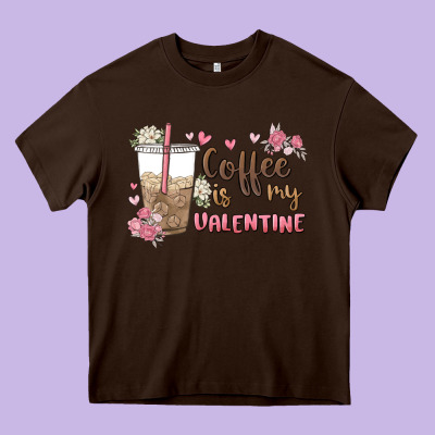 Coffee Is My Valentine Heavy Core Tee Designed By Maliassmallbusiness