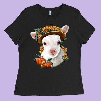 Cute Baby Lamb Thanksgiving Nancy Ladies Tee Designed By Nancycooperartshop