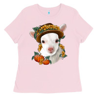 Bubblegum Pink cute baby lamb thanksgiving nancy Ladies Tee - NancyCooperArtShop