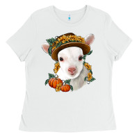 White cute baby lamb thanksgiving nancy Ladies Tee - NancyCooperArtShop