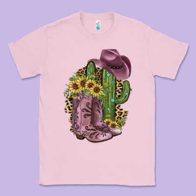 Pink Cowboy Boots Classic Tee Designed By Jahusdesignshop