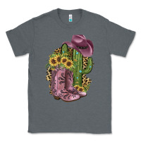 Charcoal Heather Pink Cowboy Boots Classic Tee - JahusDesignShop