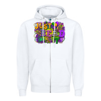 White Just bead it Zipper Hoodie - FaDigitalArtStudio