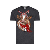 Vintage Black Christmas Heifer With Scarf Vintage Tee - RanaPortraitStore