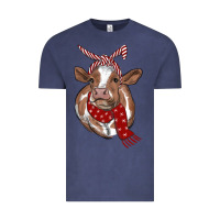Vintage Denim Christmas Heifer With Scarf Vintage Tee - RanaPortraitStore