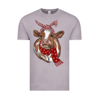 Vintage Zinc Christmas Heifer With Scarf Vintage Tee - RanaPortraitStore