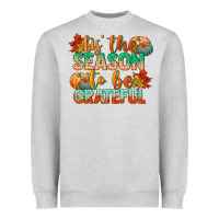 Heather Grey tis the season to be grateful Heavyweight Sweatshirt - CowGirlArtShop