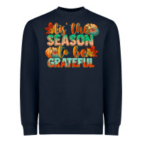 Navy tis the season to be grateful Heavyweight Sweatshirt - CowGirlArtShop