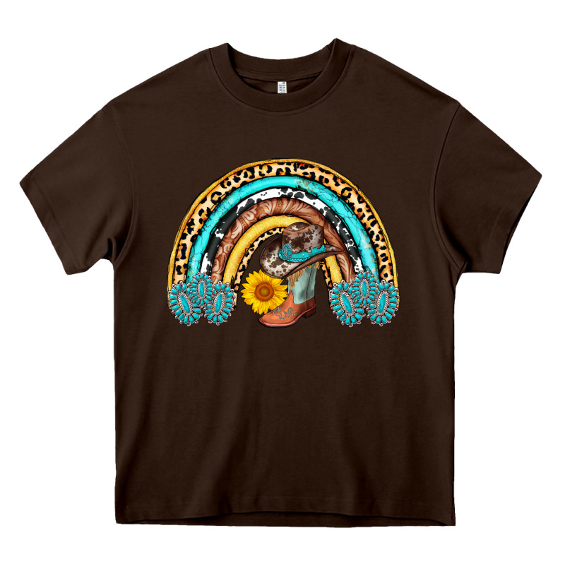 Cowboy Boots And Hat Rainbow Heavy Core Tee by AdoDesignShop | Teevron