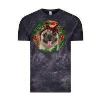 Cloud Black Christmas Pug With Leopard Vintage Tee - RanaPortraitStore