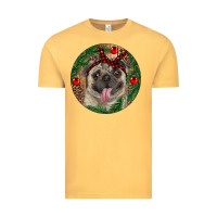 Vintage Mustard Christmas Pug With Leopard Vintage Tee - RanaPortraitStore