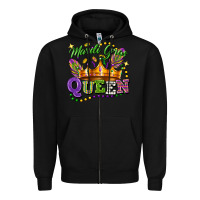Black mardi gras queen Zipper Hoodie - FaDigitalArtStudio
