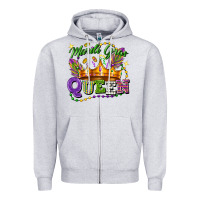 Heather Grey mardi gras queen Zipper Hoodie - FaDigitalArtStudio