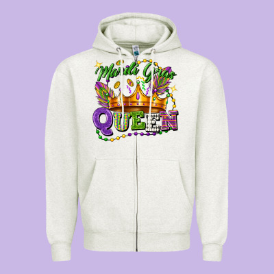 Mardi Gras Queen Zipper Hoodie Designed By Fadigitalartstudio