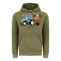 Vintage Olive easter tracktor bunny carrot flowers  egg Vintage Hoodie - RanaPortraitStore