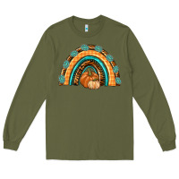 Army Green Rainbow Thankful with Gemstone Long Sleeve Tee - texasbilliewilder
