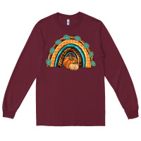 Burgundy Rainbow Thankful with Gemstone Long Sleeve Tee - texasbilliewilder