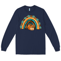 Navy Rainbow Thankful with Gemstone Long Sleeve Tee - texasbilliewilder