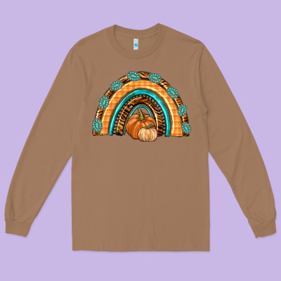 Rainbow Thankful With Gemstone Long Sleeve Tee Designed By Texasbilliewilder