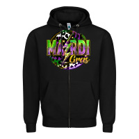 Black mardi gras lightning Zipper Hoodie - FaDigitalArtStudio