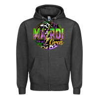 Charcoal Heather mardi gras lightning Zipper Hoodie - FaDigitalArtStudio