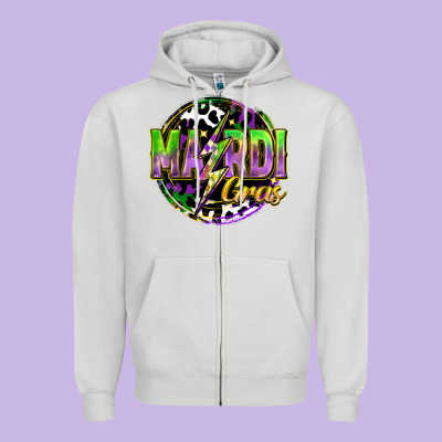 Mardi Gras Lightning Zipper Hoodie Designed By Fadigitalartstudio