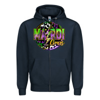 Navy mardi gras lightning Zipper Hoodie - FaDigitalArtStudio