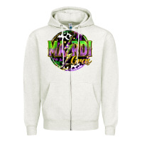 Oatmeal Heather mardi gras lightning Zipper Hoodie - FaDigitalArtStudio