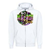 White mardi gras lightning Zipper Hoodie - FaDigitalArtStudio