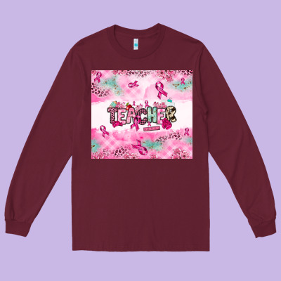 Breast Cancer Teacher Long Sleeve Tee Designed By Nancycooperartshop