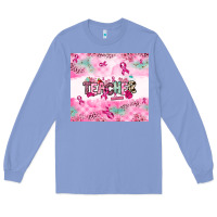 Colony Blue Breast Cancer Teacher Long Sleeve Tee - NancyCooperArtShop