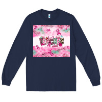 Navy Breast Cancer Teacher Long Sleeve Tee - NancyCooperArtShop