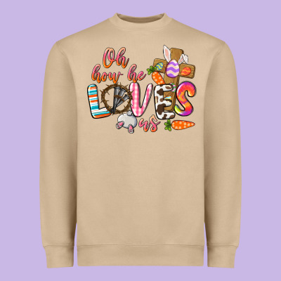 Oh How He Loves Us Heavyweight Sweatshirt Designed By Cowgirlartshop