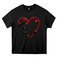 Black valentines day heart Heavy Core Tee - MaliasSmallBusiness