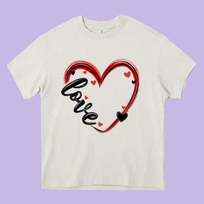 Valentines Day Heart Heavy Core Tee Designed By Maliassmallbusiness