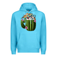 Ocean Blue Day Of The Dead Mexican Cactus Premium Hoodie - FaDigitalArtStudio
