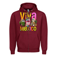 Burgundy viva mexico mexican coffee cups Zipper Hoodie - FaDigitalArtStudio