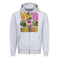 Heather Grey viva mexico mexican coffee cups Zipper Hoodie - FaDigitalArtStudio