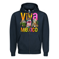Navy viva mexico mexican coffee cups Zipper Hoodie - FaDigitalArtStudio