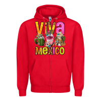 Red viva mexico mexican coffee cups Zipper Hoodie - FaDigitalArtStudio