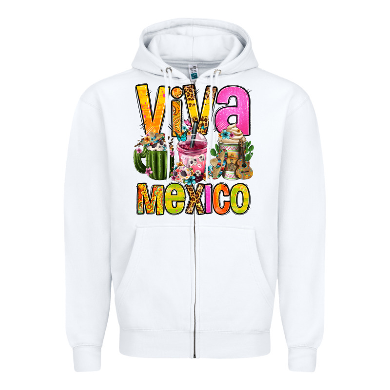 Viva Mexico Mexican Coffee Cups Zipper Hoodie by FaDigitalArtStudio | Teevron
