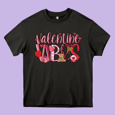 Valentine Vibes Heavy Core Tee Designed By Maliassmallbusiness