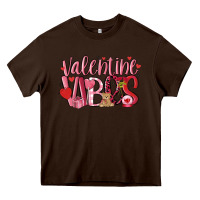 Chocolate Brown valentine vibes Heavy Core Tee - MaliasSmallBusiness