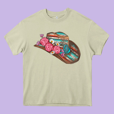 Cowboy Hat Heavy Core Tee Designed By Adodesignshop