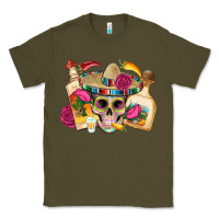 Army Green mexican skull sombrero tequila bottle paper roses Classic Tee - Artiststas
