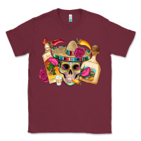 Burgundy mexican skull sombrero tequila bottle paper roses Classic Tee - Artiststas