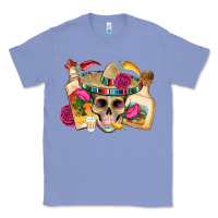 Colony Blue mexican skull sombrero tequila bottle paper roses Classic Tee - Artiststas