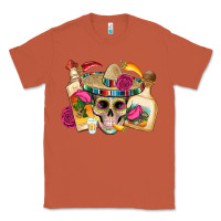 Copper mexican skull sombrero tequila bottle paper roses Classic Tee - Artiststas