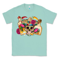 Seafoam mexican skull sombrero tequila bottle paper roses Classic Tee - Artiststas